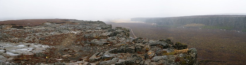 Ásbyrgi. On top of the Eyjan. Jökulsárgljúfur National Park. .