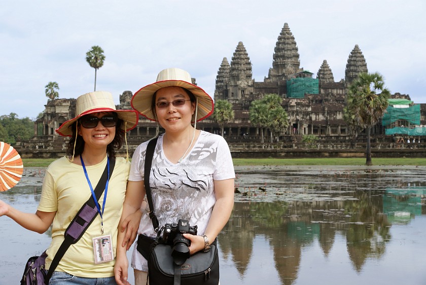 Angkor Wat. Portrait with Friend in Front of Central Temple Complex. near Siem Reap. .