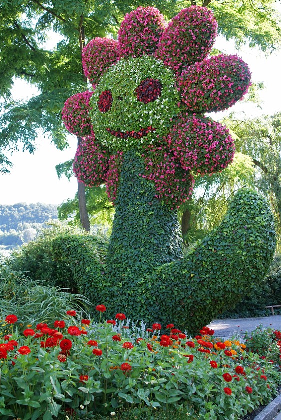 Mainau. Flower sculpture at the entrance. Island of Mainau. .