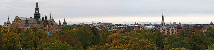 Skansen. View on Nordiska Museum and Stockholm. Stockholm. .