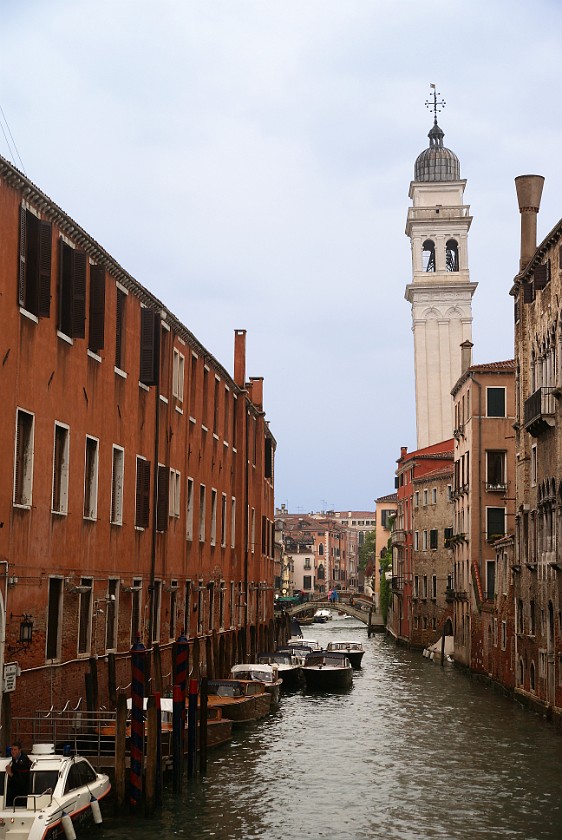 Grand Channel of Venice. Tower of San Giorgio dei Greci. Venice. .