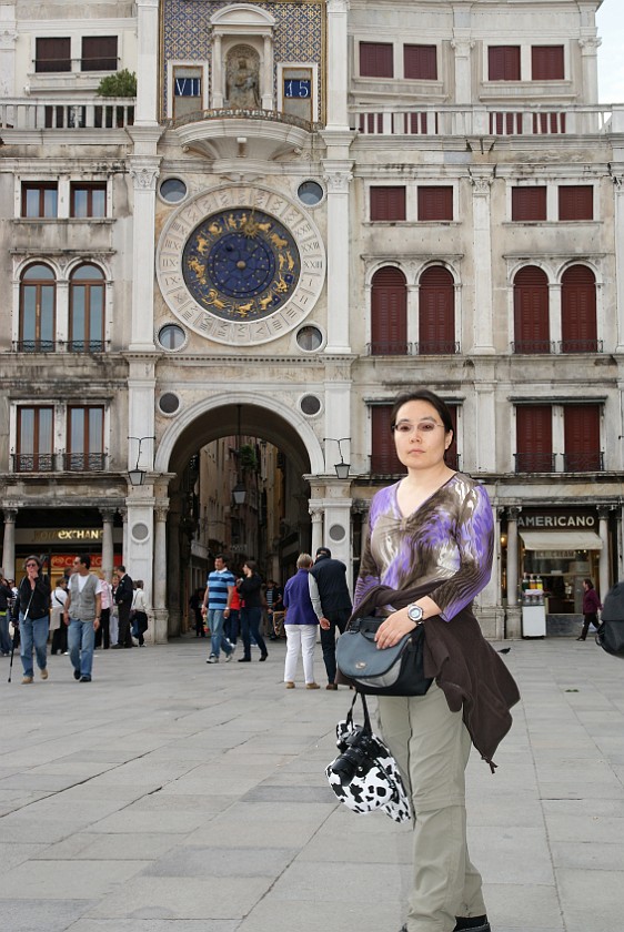 Clock Tower. View with Portrait from Saint Mark's Square. Venice. .