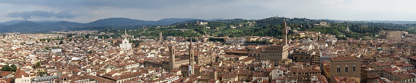 Duomo and Campanile. South View on Florence. Florence. .