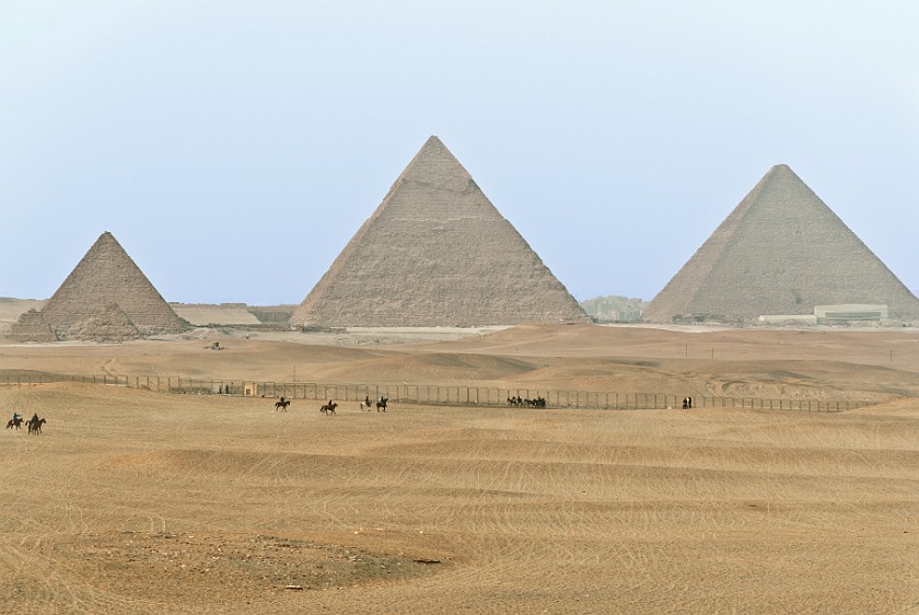 Pyramids of Giza. Pyramids of Khufu, Khafre and Menkaure. Cairo. .