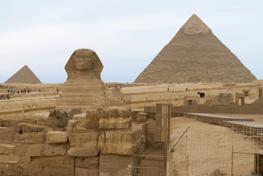 Pyramids of Giza. Sphinx and the Pyramids of Khafre and Menkaure. Cairo. .
