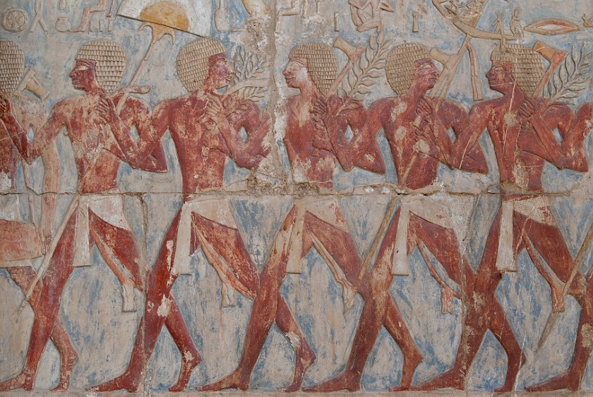 Temple of Hatshepsut. Relief on the Punt colonade. near Luxor. .