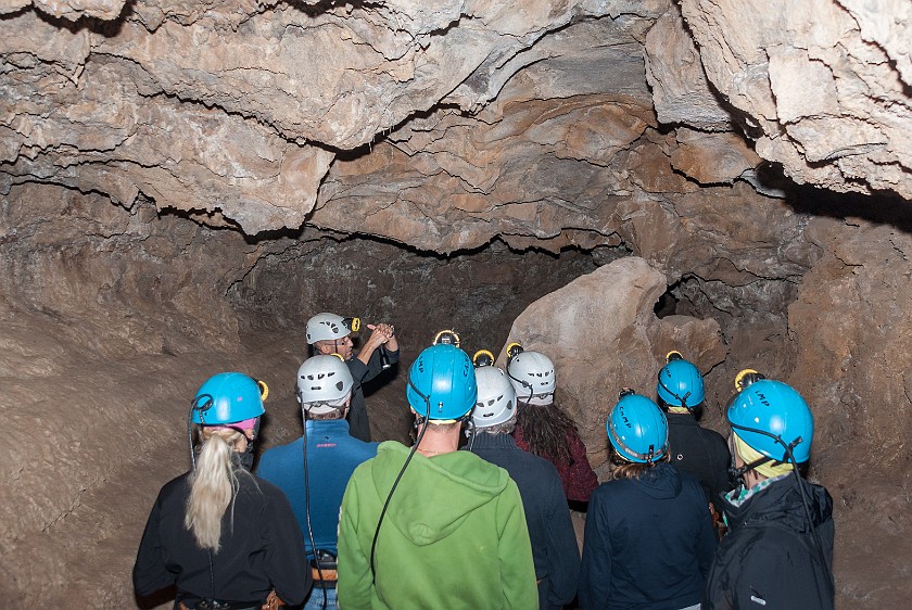 Cueva del Viento. Group inside the cave. Icod de Los Vinos. .