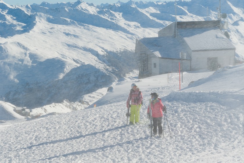 Skiing at Davos. Weissfluh summit. Davos. .