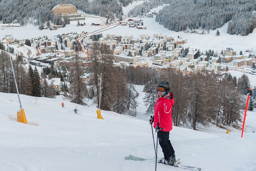 Skiing at Davos. View on Davos. Davos. .