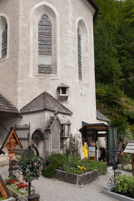 Catholic Church. Entry to the bone house. Hallstatt. .