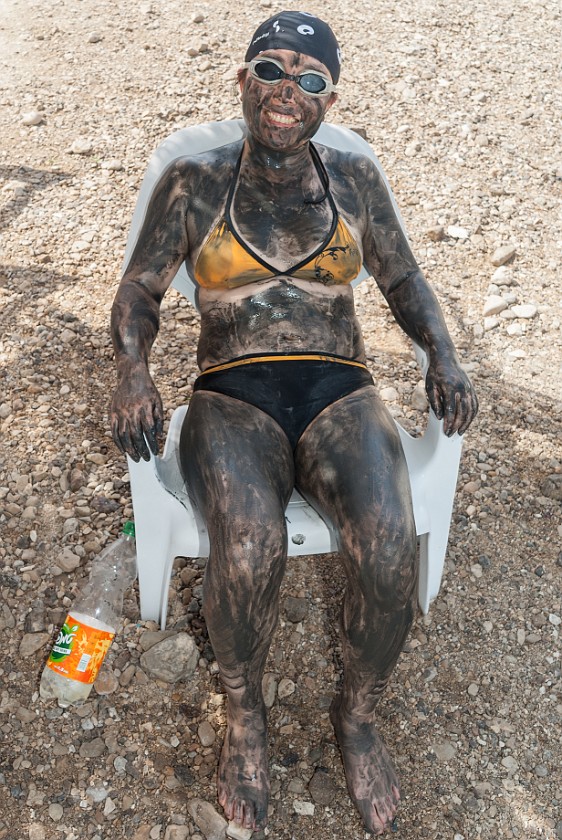 Mineral Beach at the Dead Sea. Portrait while covered with mud. Kibbutz Mitzpe Shalem. .