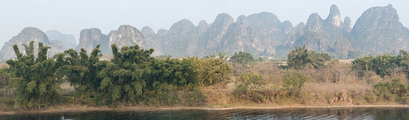 Liugongcun Village. Panoramic view on the banks of the Yùlóng Hé River. Liugongcun. .