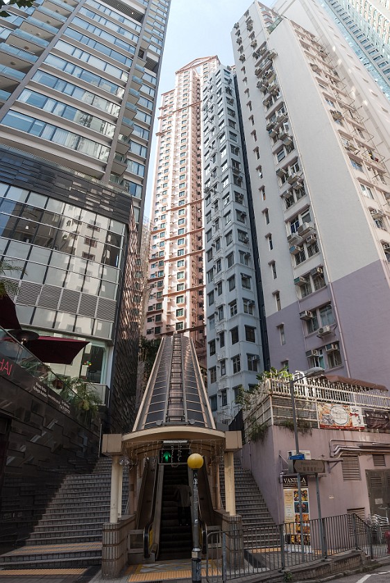 Hong Kong Island. Escalator and high-rise buildings. Hong Kong. .