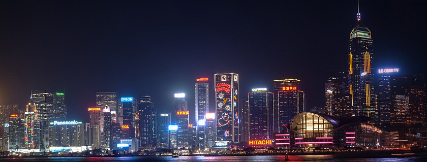 Hong Kong New Year's Eve. Panoramic night view on Hong Kong Island. Hong Kong. .