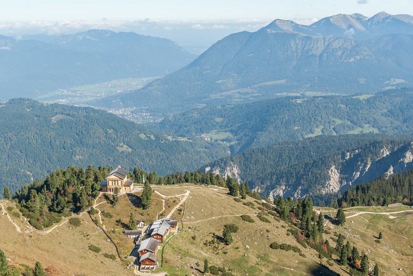 Hike to the Meilerhütte. Houses on the Schachen. near Garmisch-Partenkirchen. .