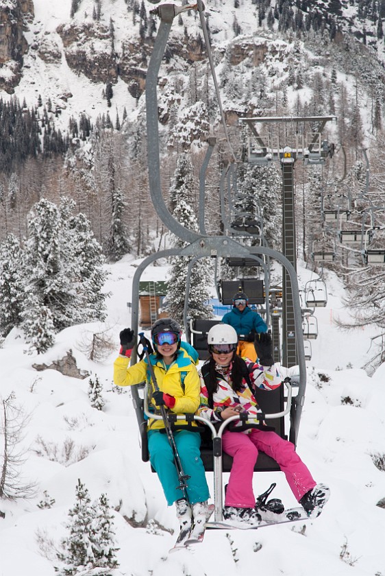 Cinque Torri. In the ski lift. Cortina D'Ampezzo. .