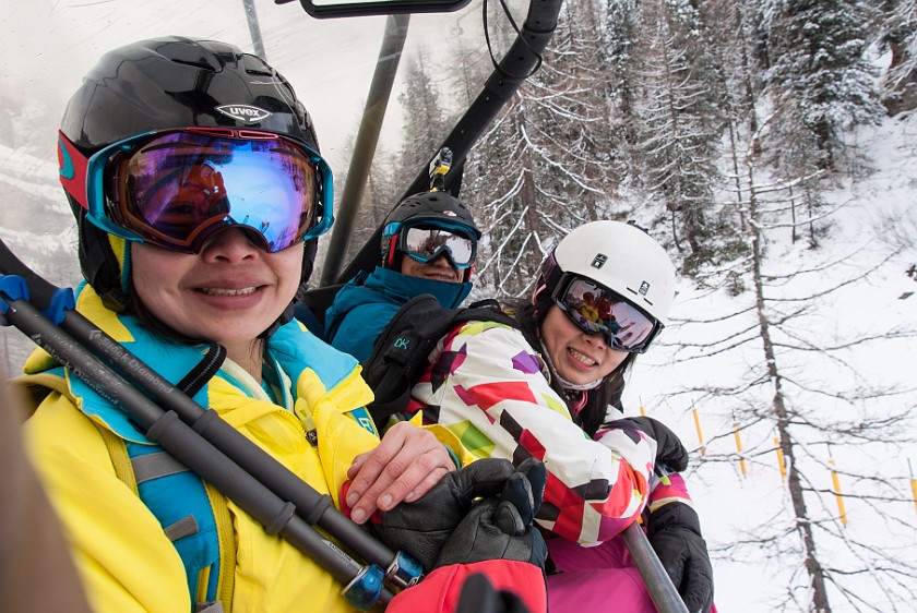 Cinque Torri. In the ski lift. Cortina D'Ampezzo. .