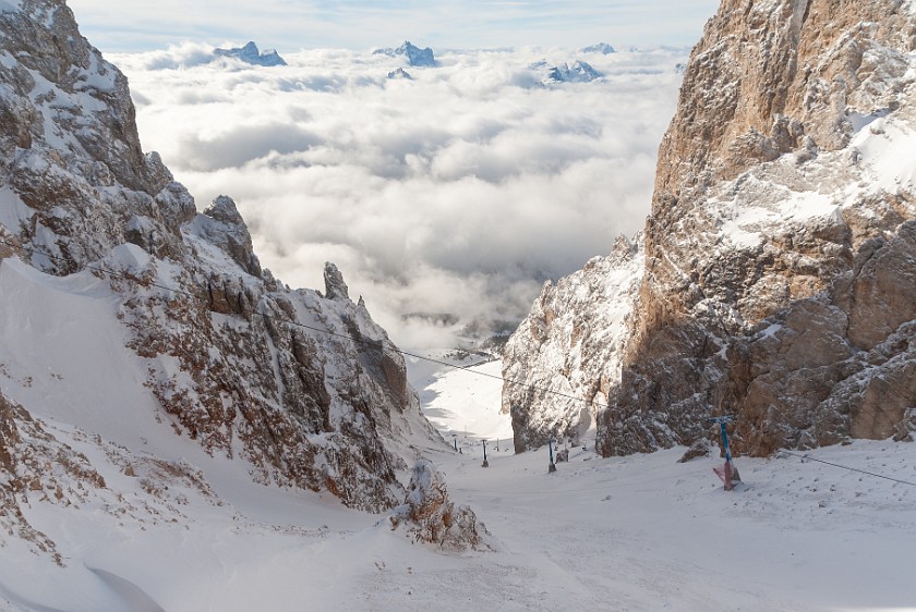 Cristallo. View down from Forcella Staunies. Cortina D'Ampezzo. .