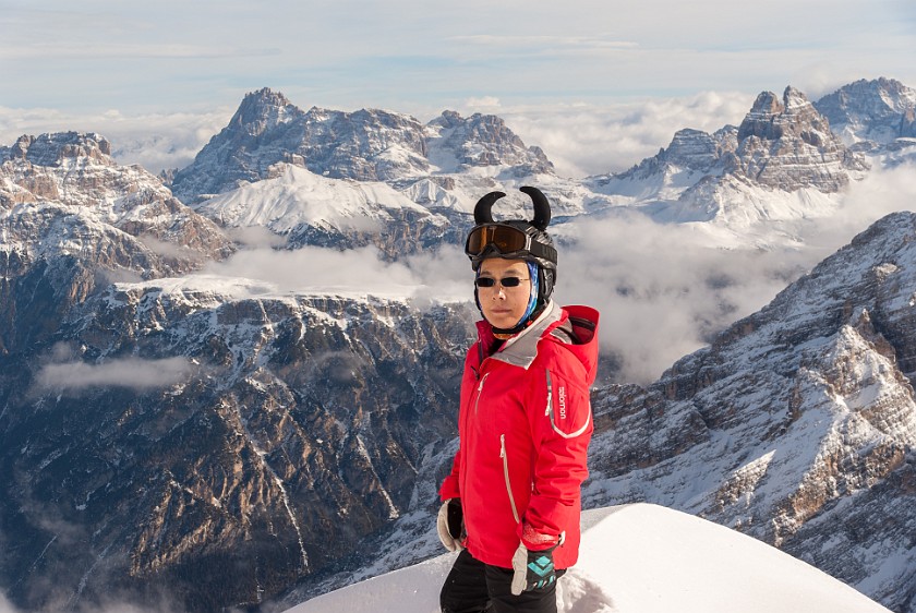 Cristallo. Portrait with Tre Cime in the background. Cortina D'Ampezzo. .