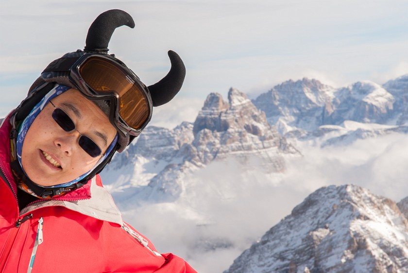 Cristallo. Portrait with Tre Cime in the background. Cortina D'Ampezzo. .