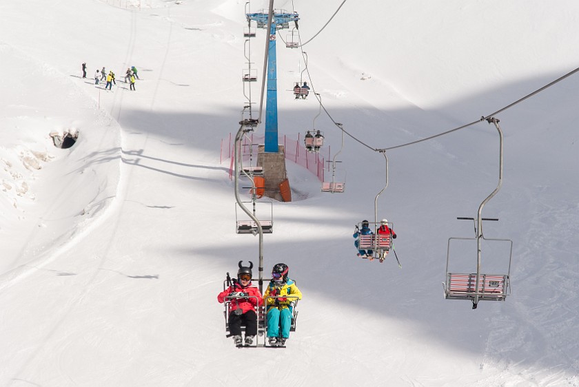 Cristallo. In the ski lift. Cortina D'Ampezzo. .