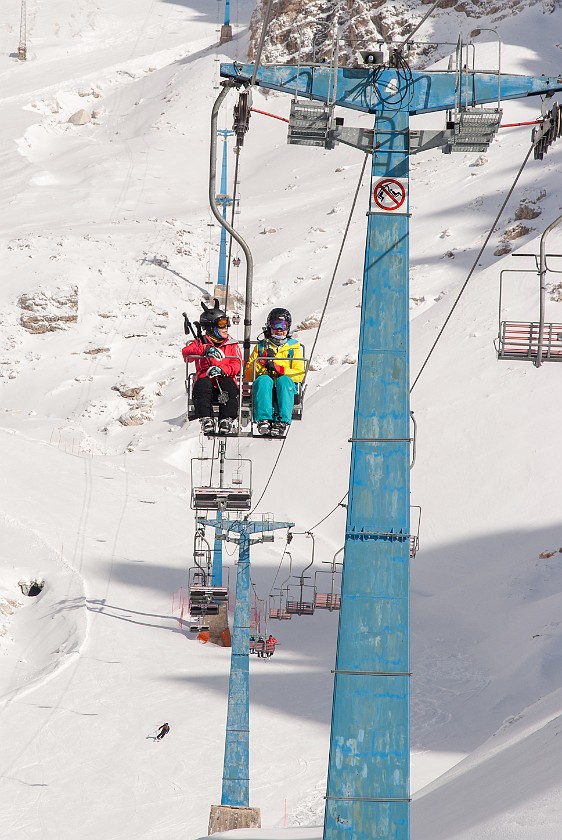 Cristallo. In the ski lift. Cortina D'Ampezzo. .