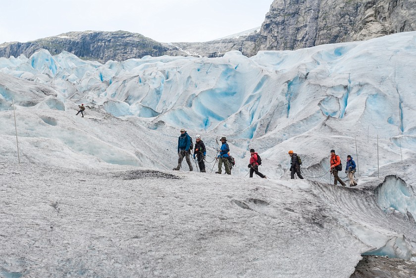 Nigardsbreen Glacier. Tour groups on the glacier. near Gjerde. .