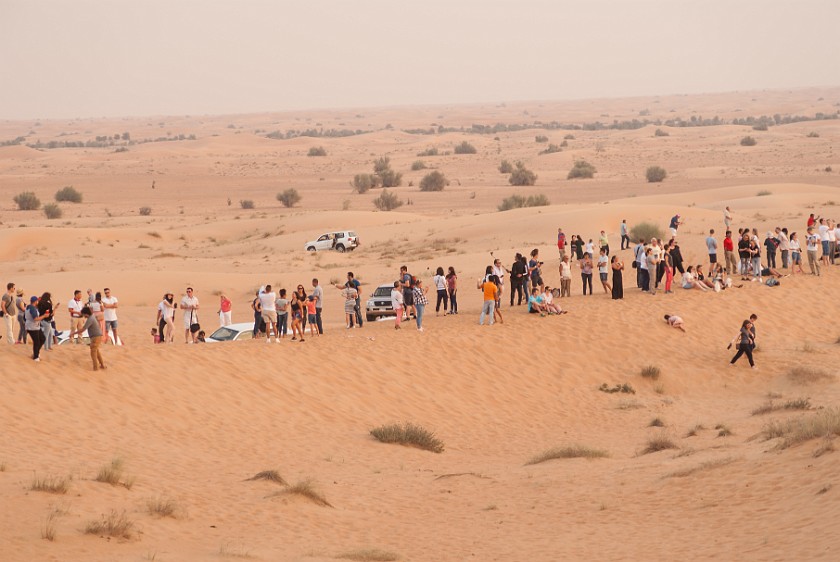 Dubai Desert Safari. Tourists in the desert waiting for sunset. Dubai. .
