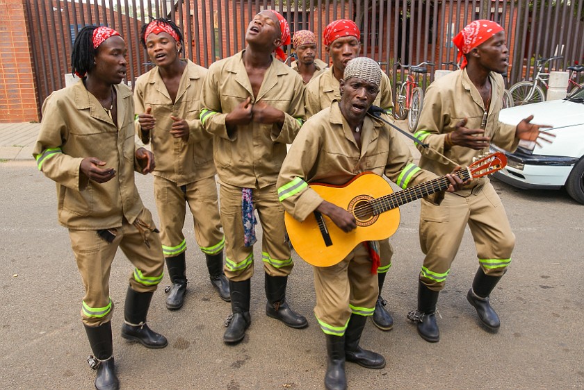 Soweto. Group of street singers at the Nelson Mandela House. Johannesburg. .