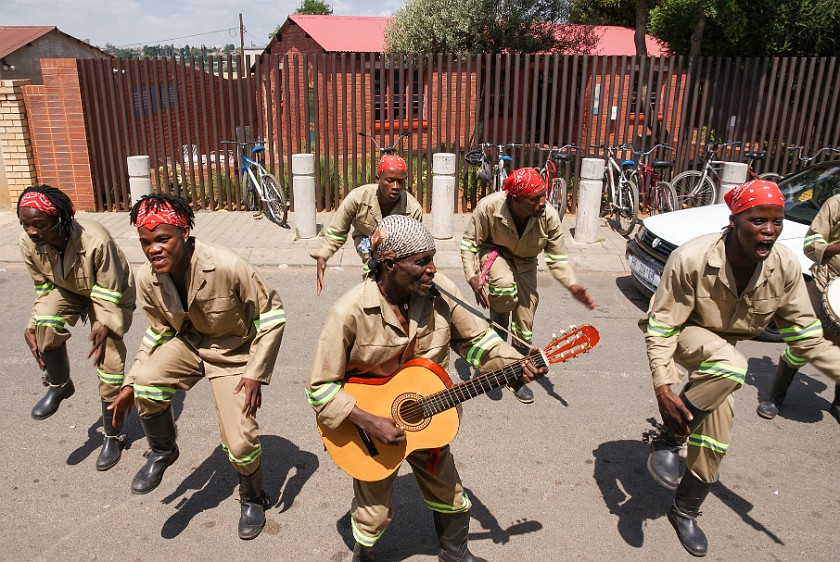 Soweto. Group of street singers at the Nelson Mandela House. Johannesburg. .