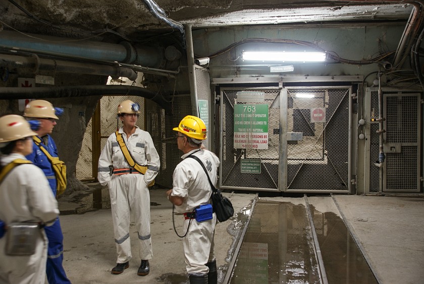 Cullinan Diamond Mine Underground Tour. At the elevator, 750 meters below the surface. Cullinan. .