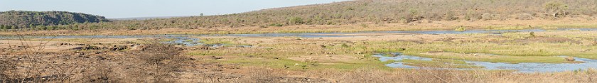 Kruger National Park. Panoramic view on Olifants river towards the rest camp. Olifants Rest Camp. .