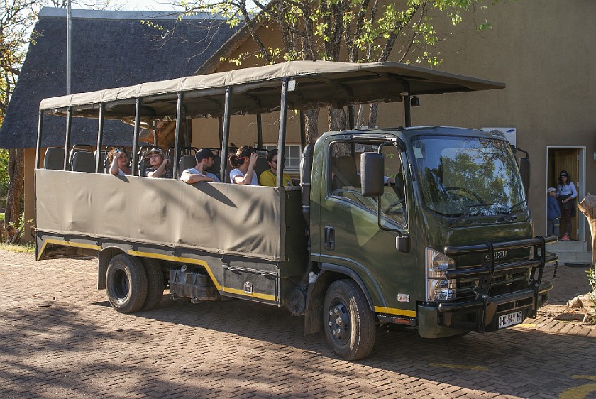 Kruger National Park. Safari truck. Olifants Rest Camp. .