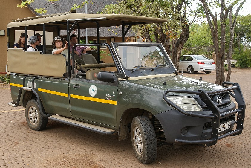 Kruger National Park. Safari truck. Olifants Rest Camp. .