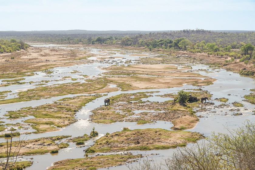 Kruger National Park. View on the Olifants river from the N'wamanzi viewpoint. Olifants Rest Camp. .