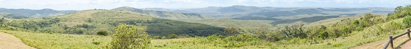 Hluhluwe-Imfolozi Game Reserve. Panoramic view on the Hluhluwe section from the lookout deck. Hluhluwe. .