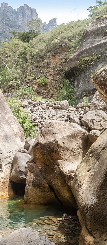 Royal Natal National Park. Exit of the tunnel cave. Bergville. .