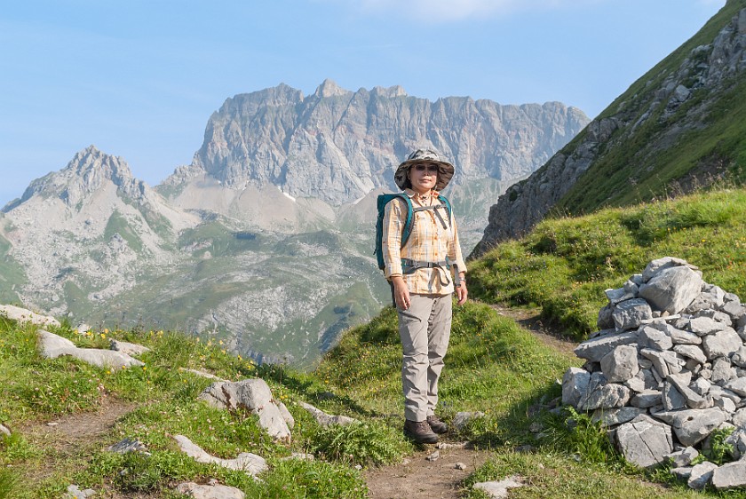 Hike to the Saladina Peak. Portrait with the Rote Wand in the background. near Lech. .