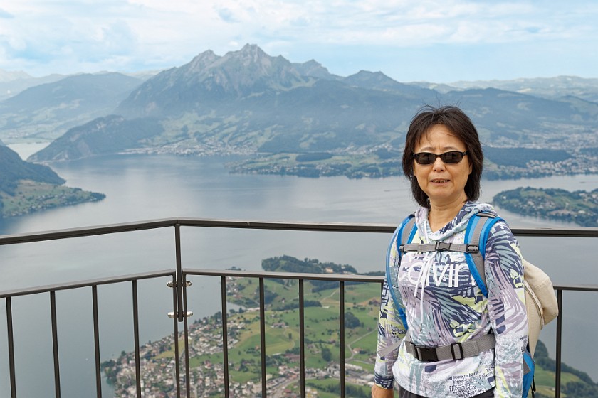 Mount Rigi. Portrait of friend in front of the Vierwaldstättersee . near Rigi Klösterli. .