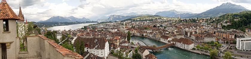 Lucerne. Panoramic view from the city wall. Lucerne. .