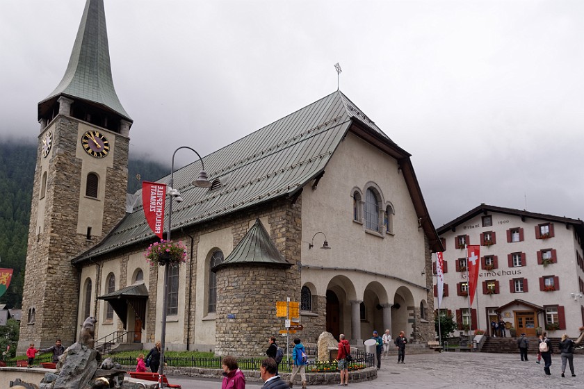 Zermatt. St. Mauritius church and city hall. Zermatt. .