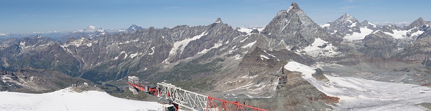 Matterhorn. Panoramic view from the Klein Matterhorn on the Matterhorn. Zermatt. .