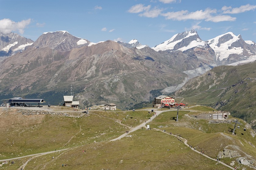 Matterhorn. Hotel Schwarzsee and cable car station. Zermatt. .