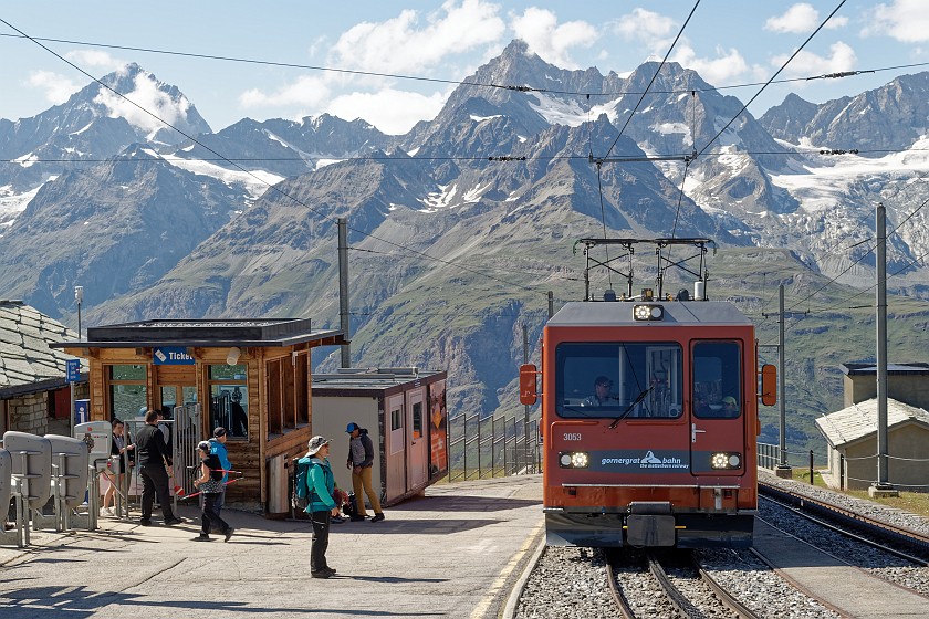 Gornergrat. Gornergrat funicular railway, Rotenboden station. Zermatt. .