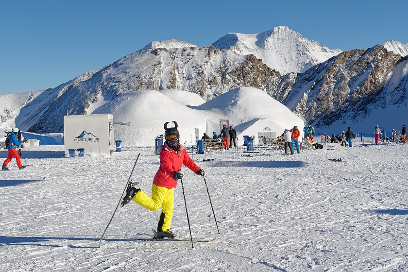 Skiing at the Kitzsteinhorn. Portrait in front of the ice camp. Kaprun. .