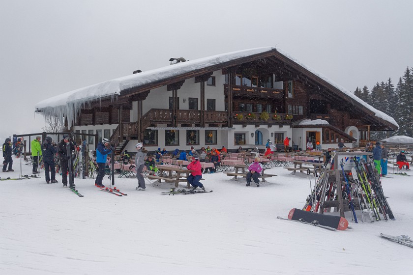 Skiing at Schmitten. Mountain hut. Zell am See. .