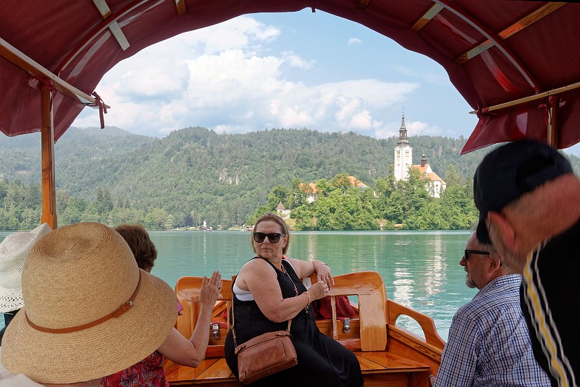 Lake Bled. View from Pletna boat on Bled island. Bled. .
