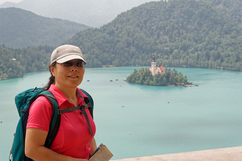 Lake Bled. Portrait from  Bled castle with view on Bled island. Bled. .