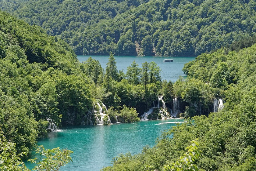 Plitvice Lakes National Park. View on lower lakes and the Kozjak lake. Rastovača. .