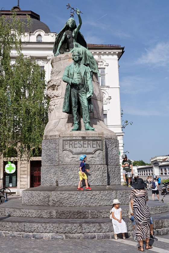 Ljubljana. Prešeren square and statue. Ljubljana. .